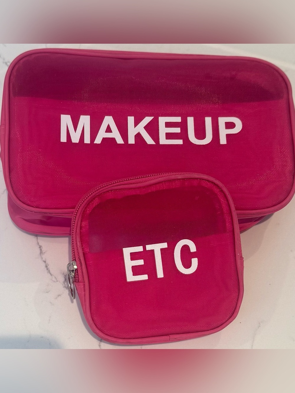 Pink Makeup & ETC Travel Cosmetic Bags Set